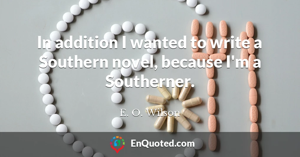 In addition I wanted to write a Southern novel, because I'm a Southerner.