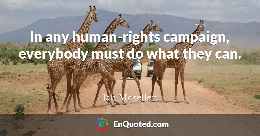 In any human-rights campaign, everybody must do what they can.
