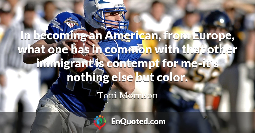 In becoming an American, from Europe, what one has in common with that other immigrant is contempt for me-it's nothing else but color.