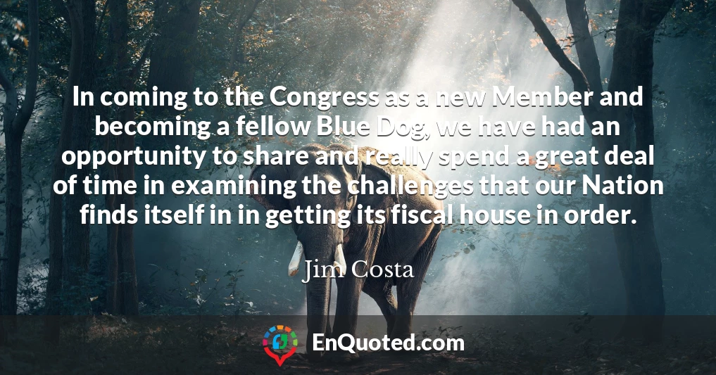 In coming to the Congress as a new Member and becoming a fellow Blue Dog, we have had an opportunity to share and really spend a great deal of time in examining the challenges that our Nation finds itself in in getting its fiscal house in order.
