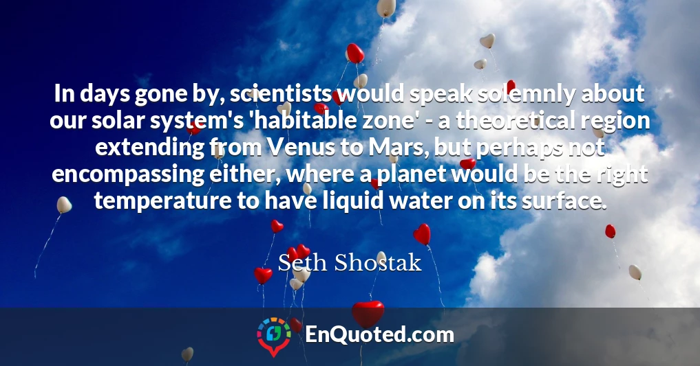 In days gone by, scientists would speak solemnly about our solar system's 'habitable zone' - a theoretical region extending from Venus to Mars, but perhaps not encompassing either, where a planet would be the right temperature to have liquid water on its surface.