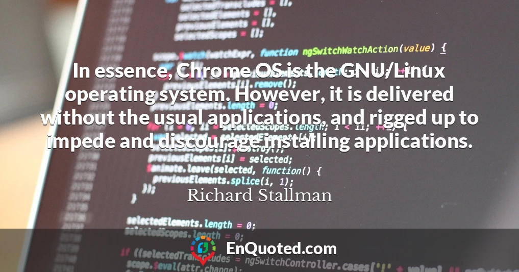 In essence, Chrome OS is the GNU/Linux operating system. However, it is delivered without the usual applications, and rigged up to impede and discourage installing applications.