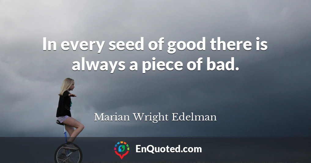 In every seed of good there is always a piece of bad.