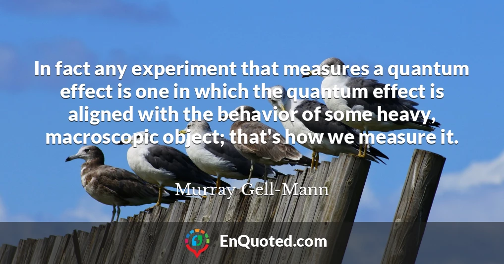 In fact any experiment that measures a quantum effect is one in which the quantum effect is aligned with the behavior of some heavy, macroscopic object; that's how we measure it.