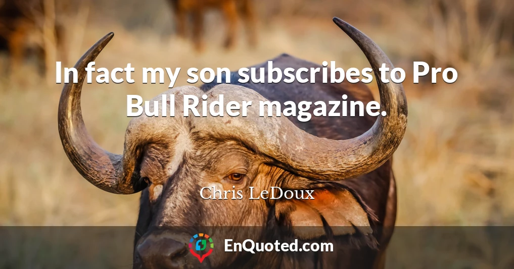In fact my son subscribes to Pro Bull Rider magazine.
