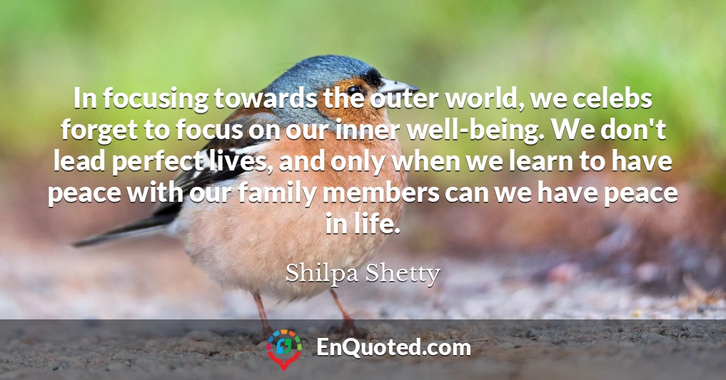 In focusing towards the outer world, we celebs forget to focus on our inner well-being. We don't lead perfect lives, and only when we learn to have peace with our family members can we have peace in life.