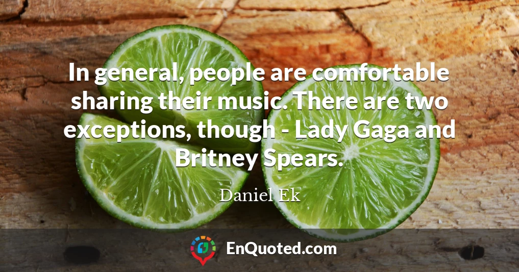 In general, people are comfortable sharing their music. There are two exceptions, though - Lady Gaga and Britney Spears.
