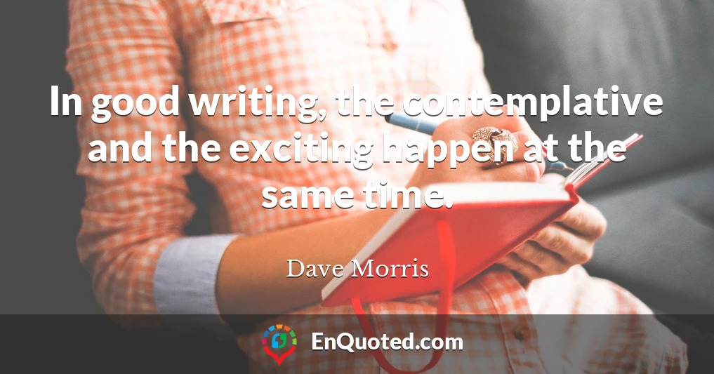 In good writing, the contemplative and the exciting happen at the same time.
