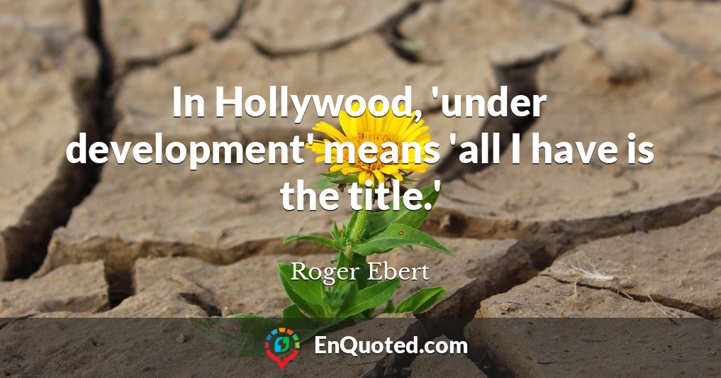 In Hollywood, 'under development' means 'all I have is the title.'