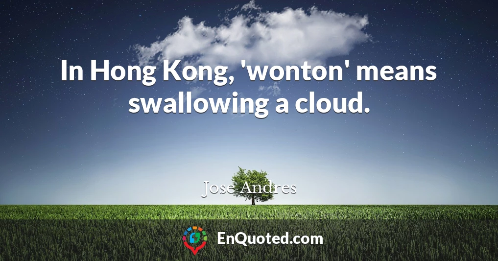 In Hong Kong, 'wonton' means swallowing a cloud.