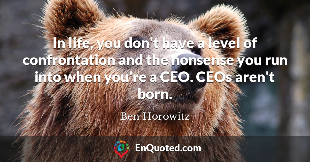 In life, you don't have a level of confrontation and the nonsense you run into when you're a CEO. CEOs aren't born.