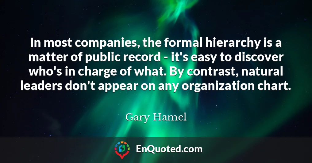 In most companies, the formal hierarchy is a matter of public record - it's easy to discover who's in charge of what. By contrast, natural leaders don't appear on any organization chart.