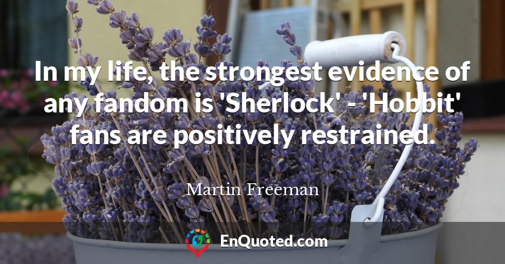 In my life, the strongest evidence of any fandom is 'Sherlock' - 'Hobbit' fans are positively restrained.