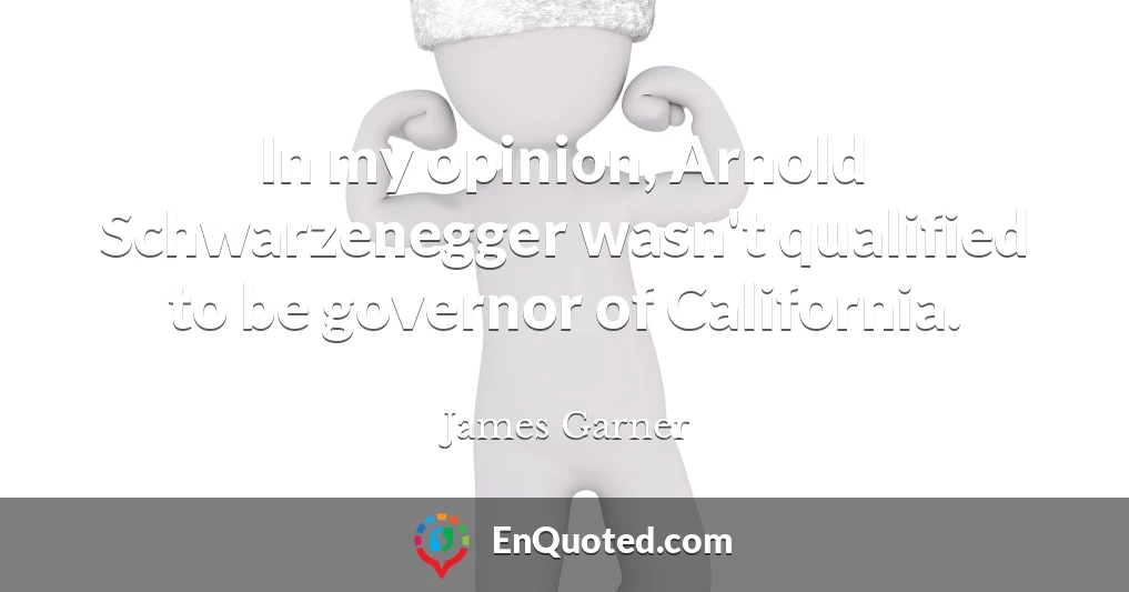 In my opinion, Arnold Schwarzenegger wasn't qualified to be governor of California.