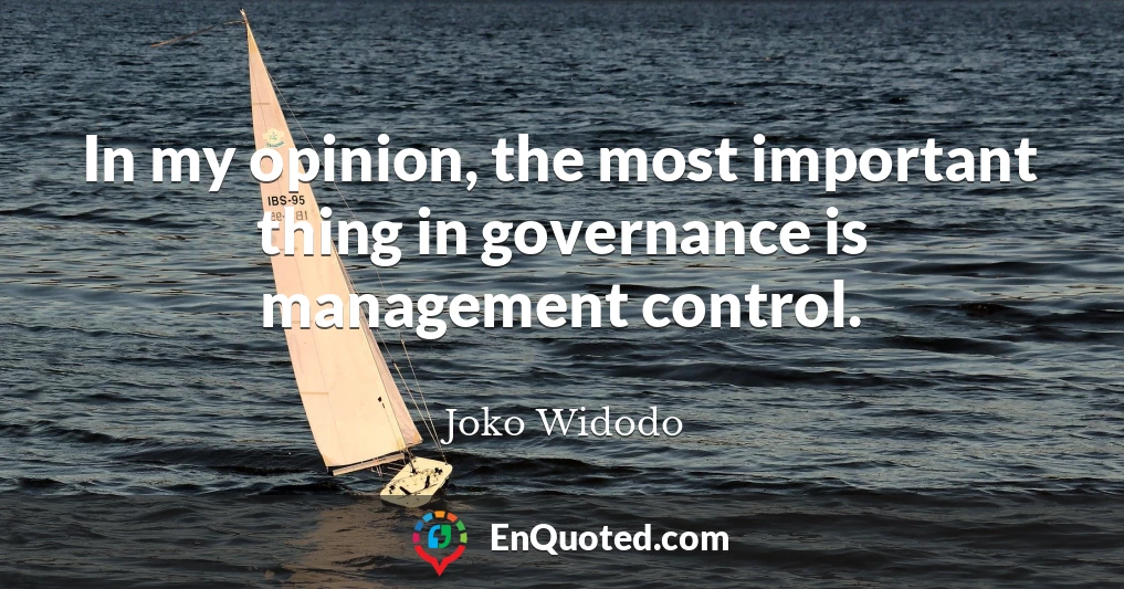 In my opinion, the most important thing in governance is management control.