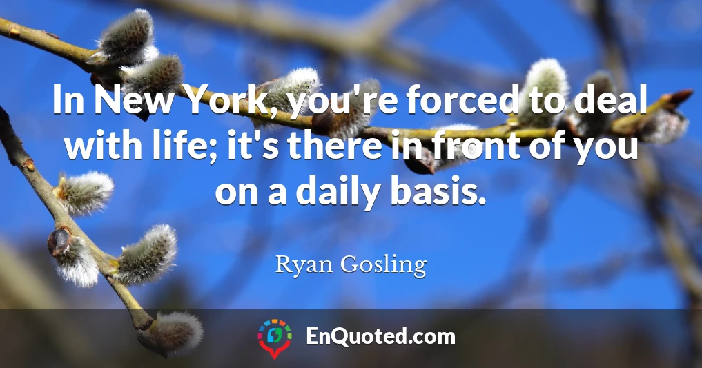 In New York, you're forced to deal with life; it's there in front of you on a daily basis.