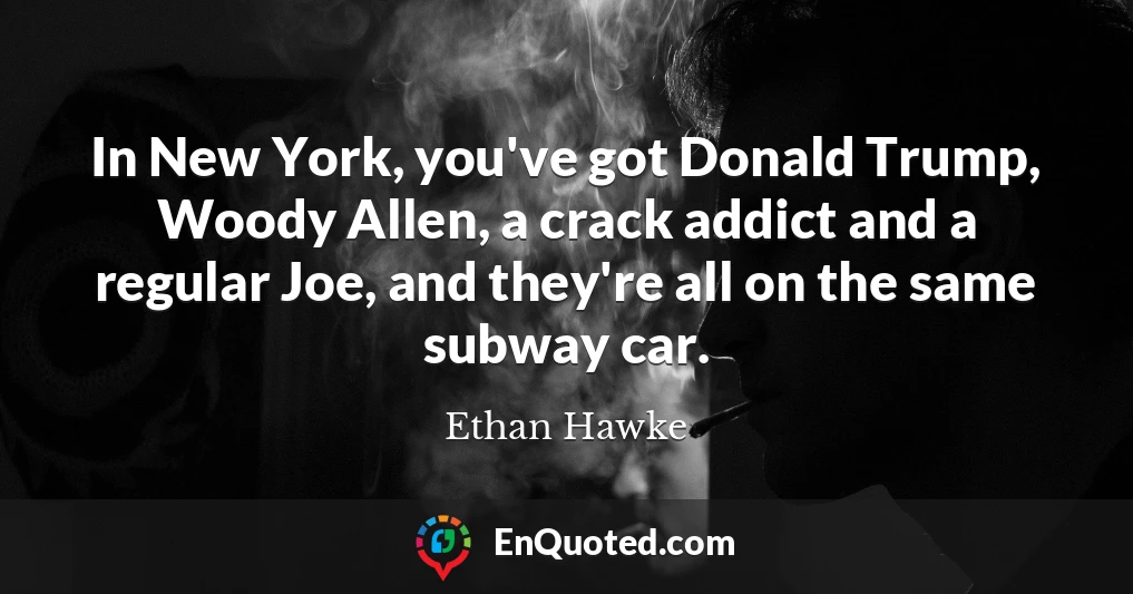 In New York, you've got Donald Trump, Woody Allen, a crack addict and a regular Joe, and they're all on the same subway car.