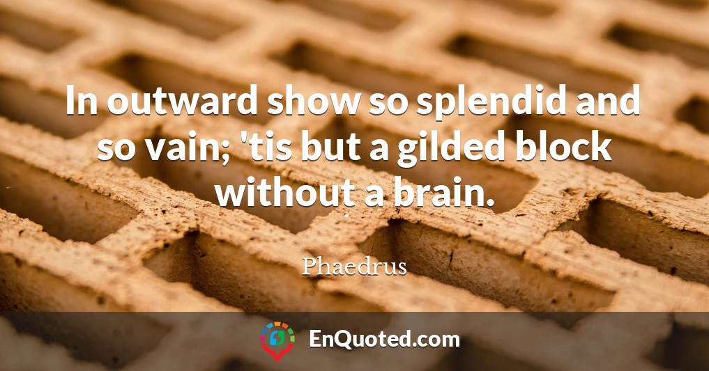 In outward show so splendid and so vain; 'tis but a gilded block without a brain.