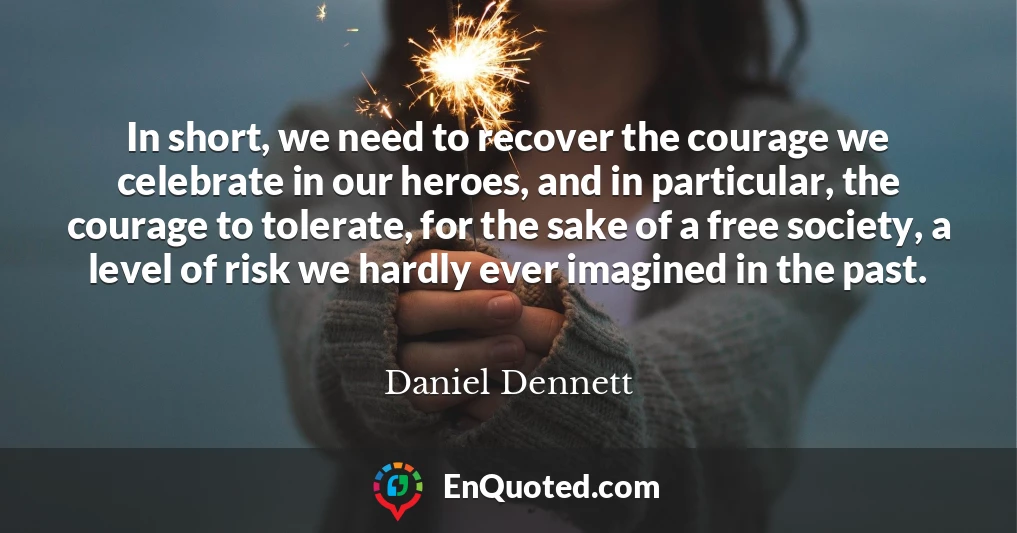 In short, we need to recover the courage we celebrate in our heroes, and in particular, the courage to tolerate, for the sake of a free society, a level of risk we hardly ever imagined in the past.