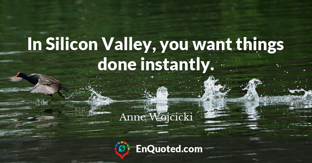 In Silicon Valley, you want things done instantly.