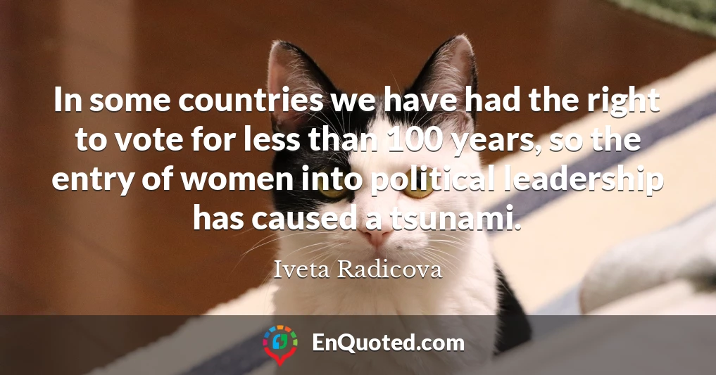 In some countries we have had the right to vote for less than 100 years, so the entry of women into political leadership has caused a tsunami.