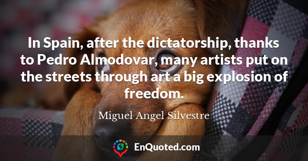In Spain, after the dictatorship, thanks to Pedro Almodovar, many artists put on the streets through art a big explosion of freedom.