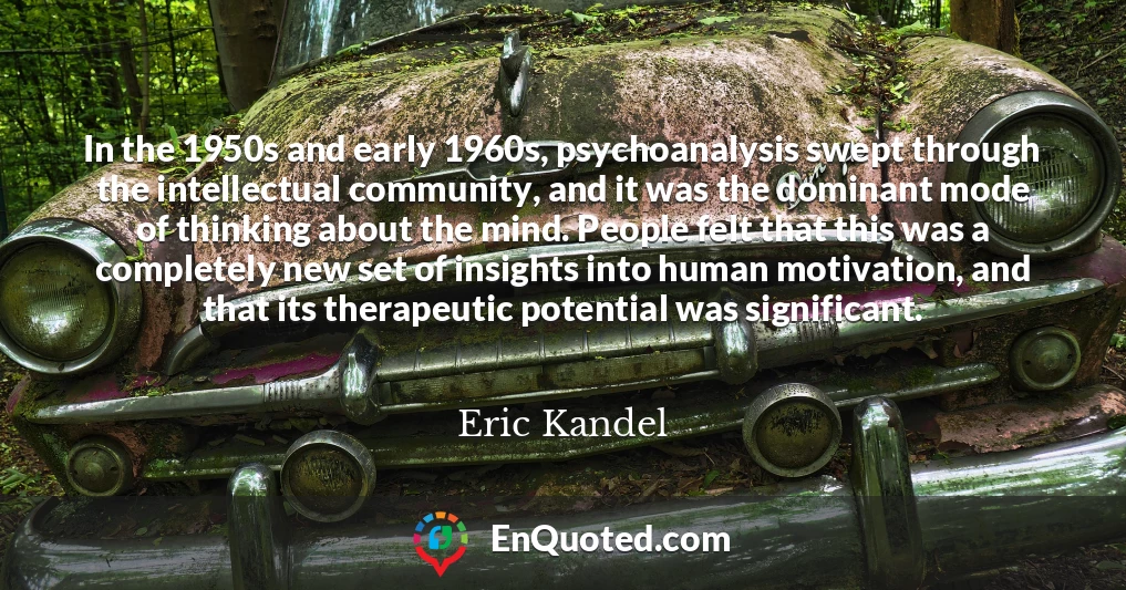 In the 1950s and early 1960s, psychoanalysis swept through the intellectual community, and it was the dominant mode of thinking about the mind. People felt that this was a completely new set of insights into human motivation, and that its therapeutic potential was significant.