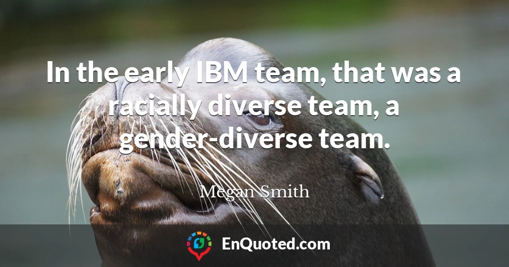 In the early IBM team, that was a racially diverse team, a gender-diverse team.