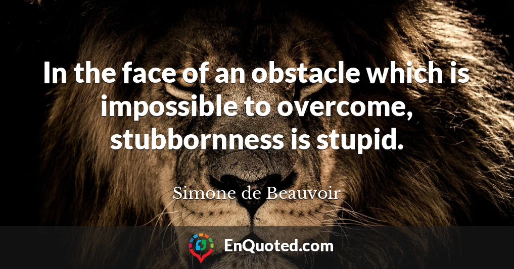 In the face of an obstacle which is impossible to overcome, stubbornness is stupid.