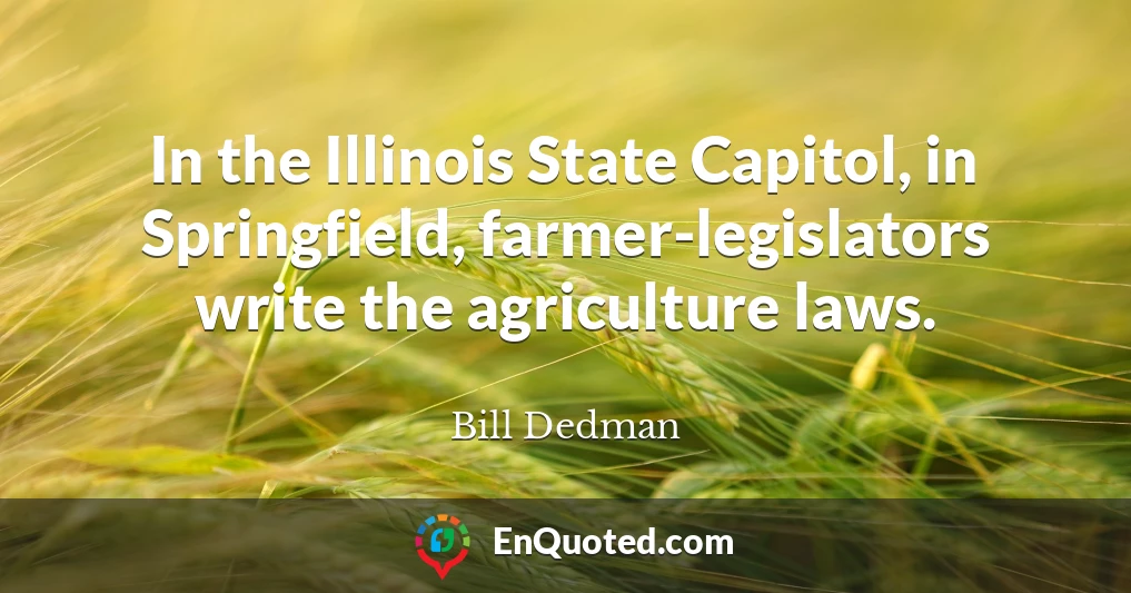In the Illinois State Capitol, in Springfield, farmer-legislators write the agriculture laws.