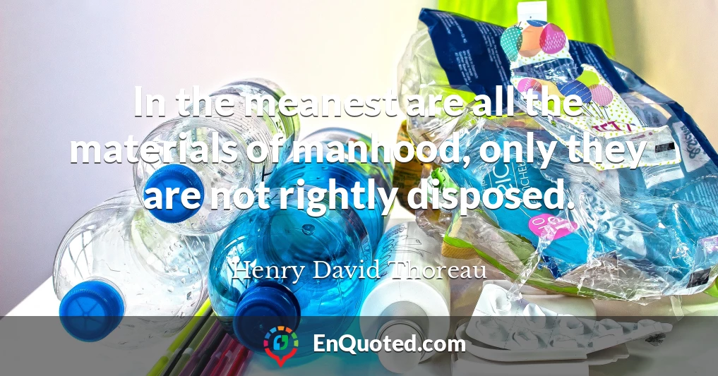 In the meanest are all the materials of manhood, only they are not rightly disposed.
