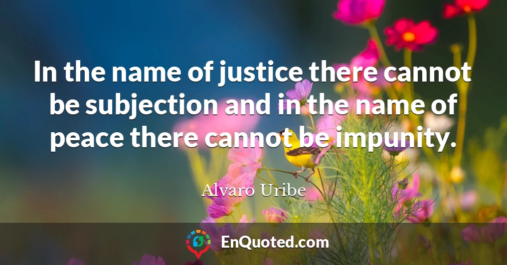 In the name of justice there cannot be subjection and in the name of peace there cannot be impunity.