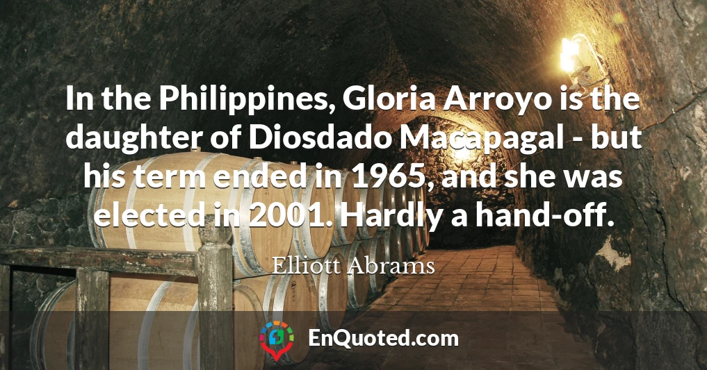 In the Philippines, Gloria Arroyo is the daughter of Diosdado Macapagal - but his term ended in 1965, and she was elected in 2001. Hardly a hand-off.