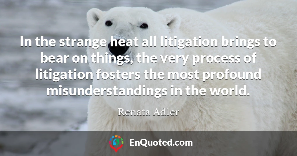 In the strange heat all litigation brings to bear on things, the very process of litigation fosters the most profound misunderstandings in the world.
