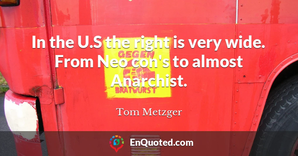In the U.S the right is very wide. From Neo con's to almost Anarchist.