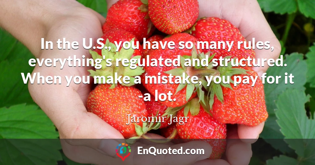 In the U.S., you have so many rules, everything's regulated and structured. When you make a mistake, you pay for it -a lot.