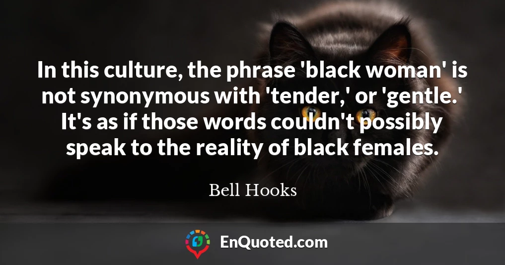 In this culture, the phrase 'black woman' is not synonymous with 'tender,' or 'gentle.' It's as if those words couldn't possibly speak to the reality of black females.