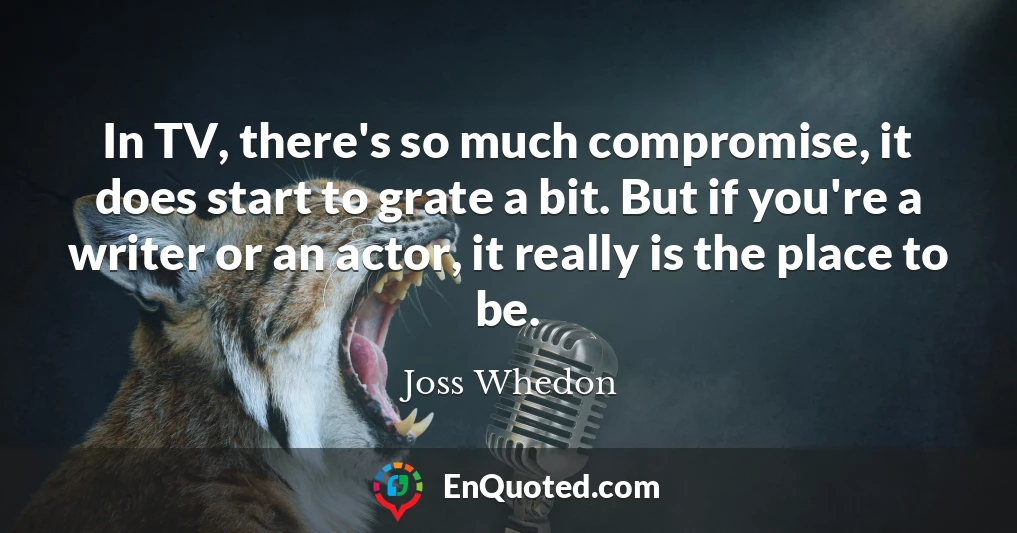 In TV, there's so much compromise, it does start to grate a bit. But if you're a writer or an actor, it really is the place to be.