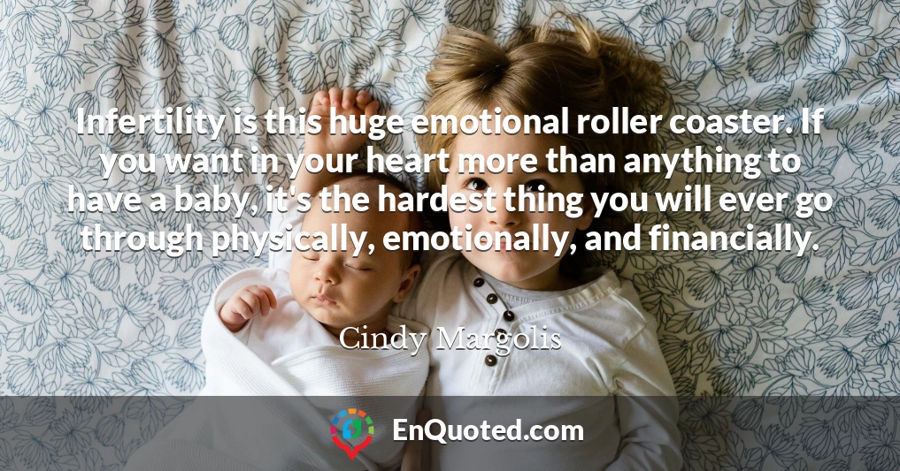 Infertility is this huge emotional roller coaster. If you want in your heart more than anything to have a baby, it's the hardest thing you will ever go through physically, emotionally, and financially.
