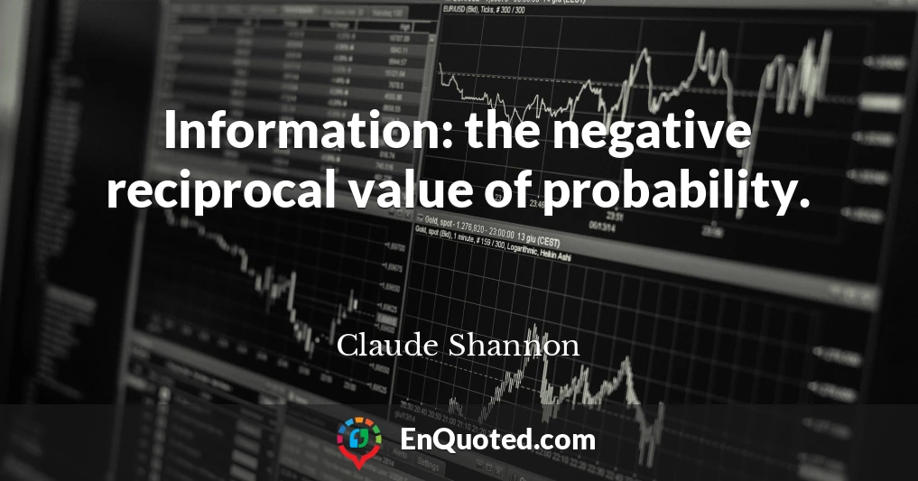 Information: the negative reciprocal value of probability.