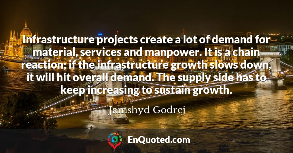 Infrastructure projects create a lot of demand for material, services and manpower. It is a chain reaction; if the infrastructure growth slows down, it will hit overall demand. The supply side has to keep increasing to sustain growth.