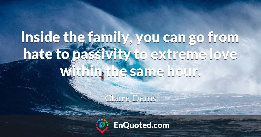 Inside the family, you can go from hate to passivity to extreme love within the same hour.