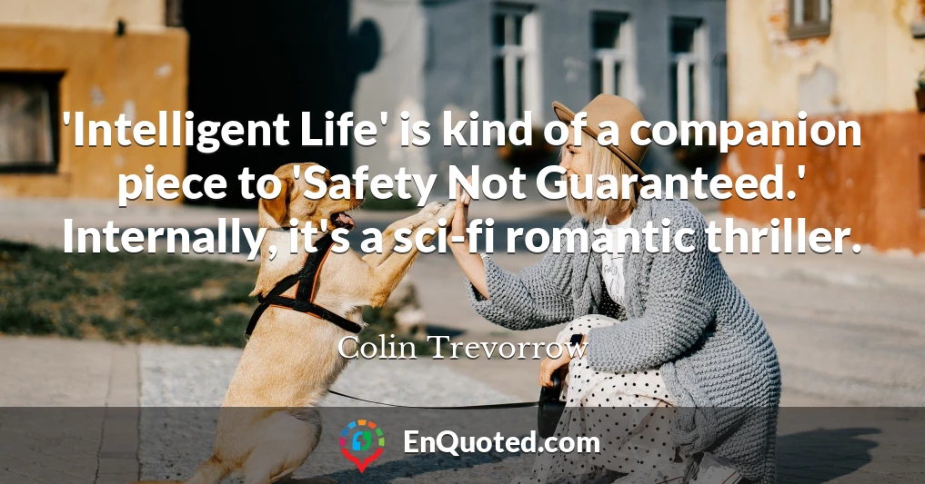 'Intelligent Life' is kind of a companion piece to 'Safety Not Guaranteed.' Internally, it's a sci-fi romantic thriller.
