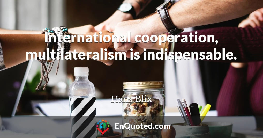 International cooperation, multilateralism is indispensable.