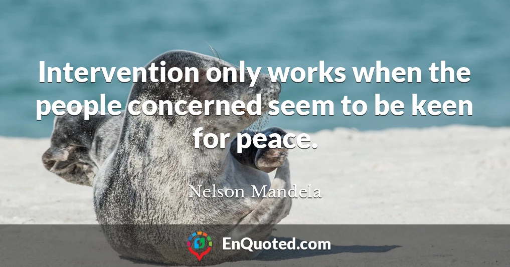 Intervention only works when the people concerned seem to be keen for peace.