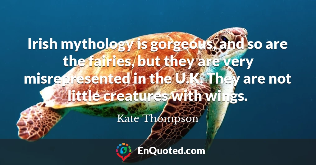 Irish mythology is gorgeous, and so are the fairies, but they are very misrepresented in the U.K. They are not little creatures with wings.