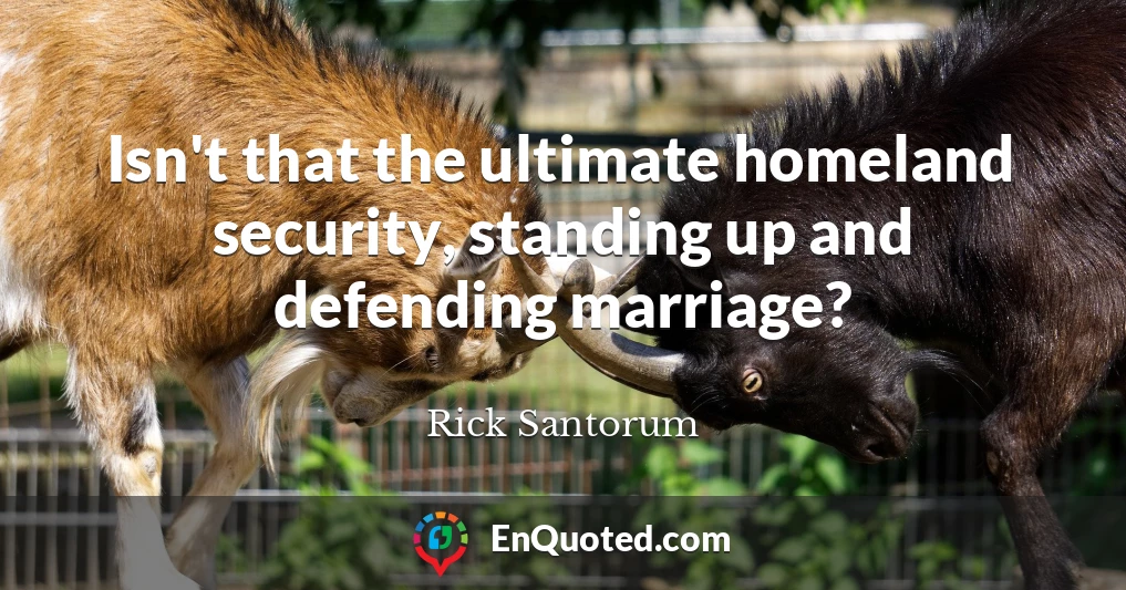 Isn't that the ultimate homeland security, standing up and defending marriage?