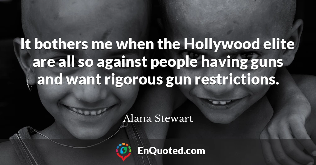 It bothers me when the Hollywood elite are all so against people having guns and want rigorous gun restrictions.