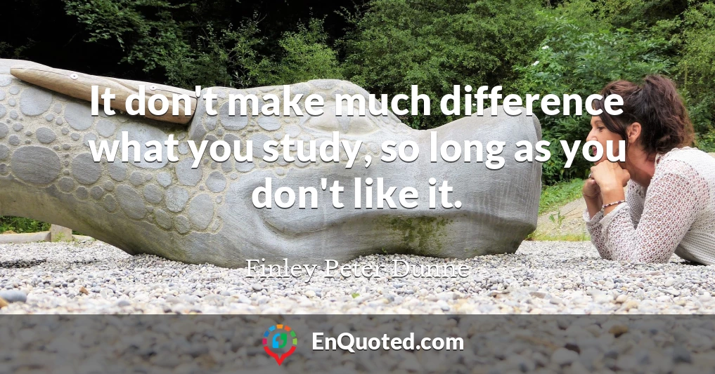 It don't make much difference what you study, so long as you don't like it.