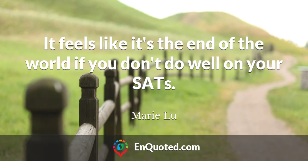 It feels like it's the end of the world if you don't do well on your SATs.